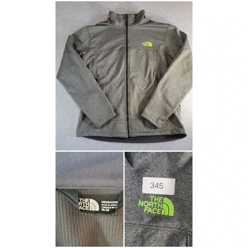 The North Face Mens WindWall Softshell Jacket Grey Lime Green Full Zip Medium